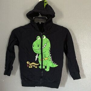 Kids Black Dinosaur Hoodie Sz 5T